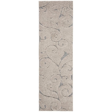 Safavieh Florida Shag Power Loomed Runner Rug; Cream & Light Blue - 2 ft.-3 in. x 9 ft. SG455-1155-29